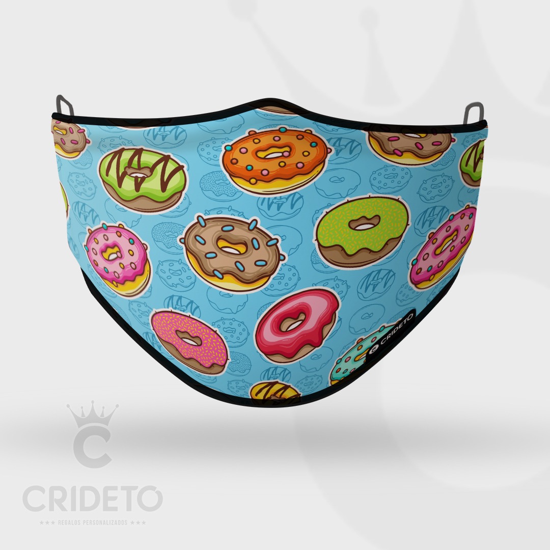Mascarilla Higiénica Reutilizable con diseño de Donuts