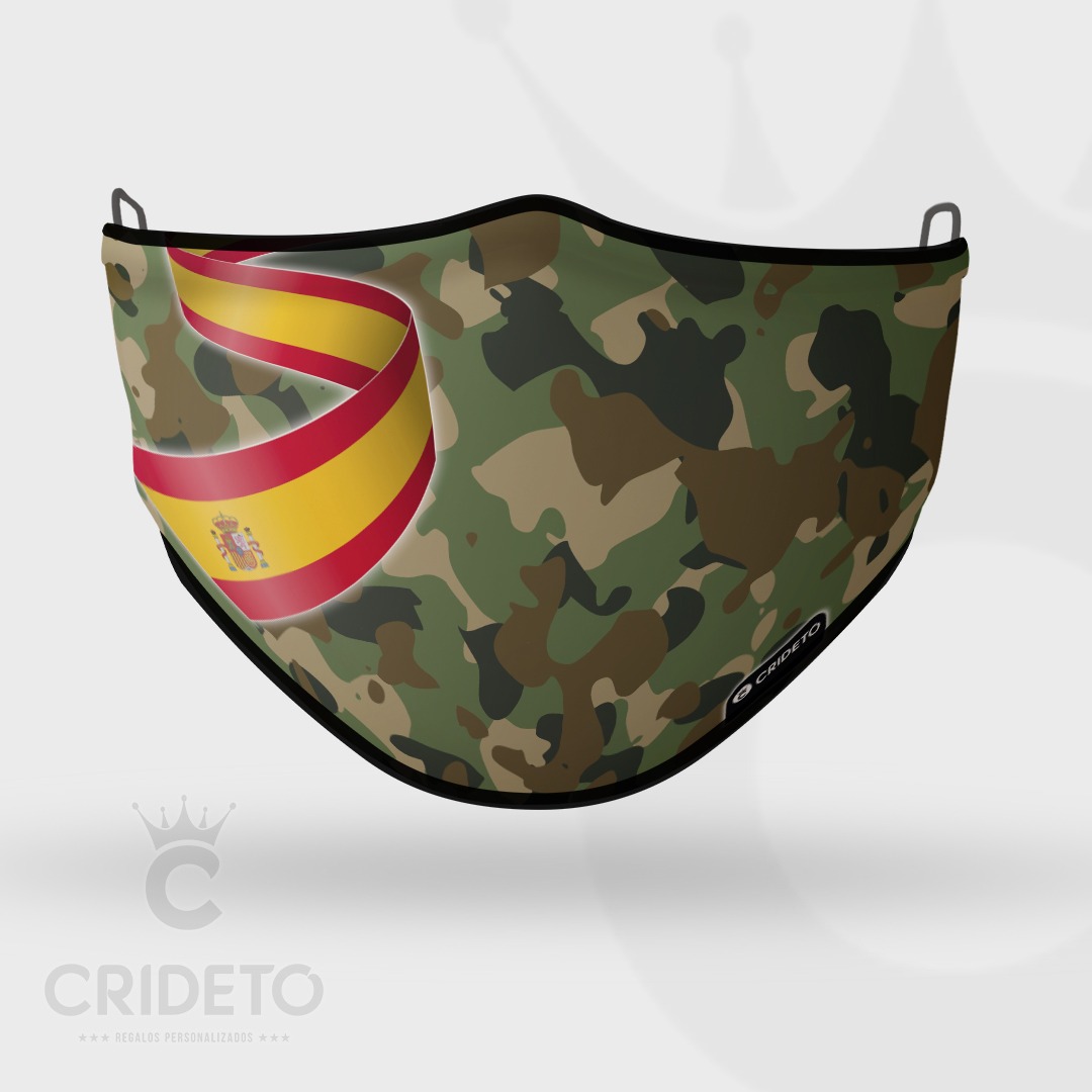 Mascarilla Higiénica Reutilizable con diseño de camuflaje verde