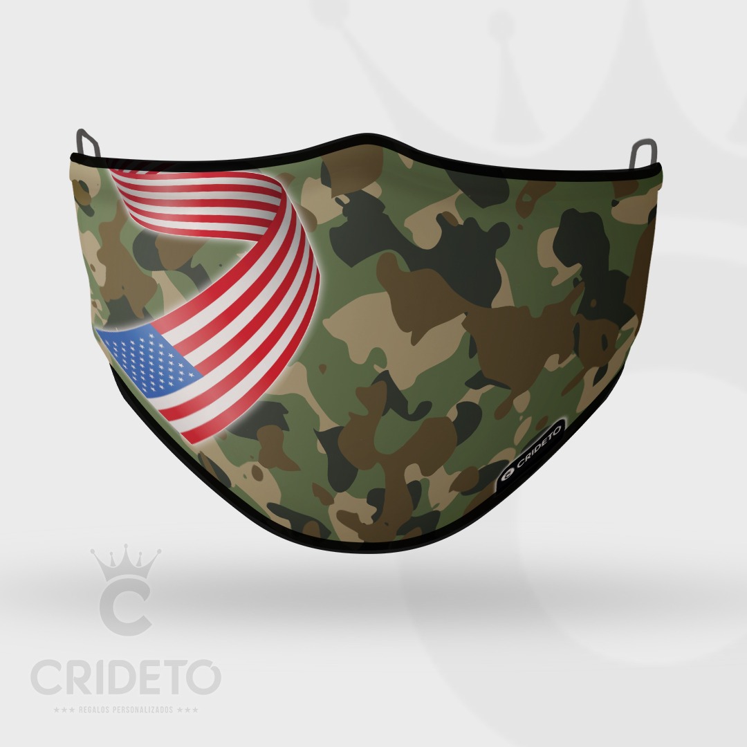 Mascarilla Higiénica Reutilizable con diseño de camuflaje verde